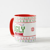 Mug Chandail de Noël moche Nordic Red Green Knit Nom (Devant gauche)