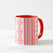 Mug Chandail de Noël rouge brun motif monogramme (Devant droit)