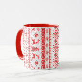 Mug Chandail de Noël rouge brun motif monogramme (Devant gauche)