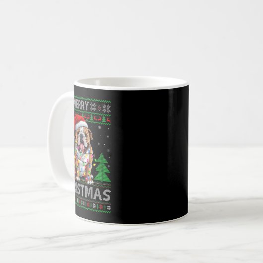 Mug Chandail Retro Moche Xmas Style Père Noël Chien Ch (Devant gauche)