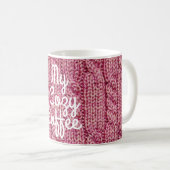 Mug Chandail tricot câble mignon fil rose confortable (Devant droit)