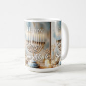 Mug Chandeleur de Hanukkah aquarelle luxe moderne  (Devant droit)