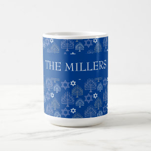 Mug Chandelier élégant de Hanukkah bleu motif de vacan