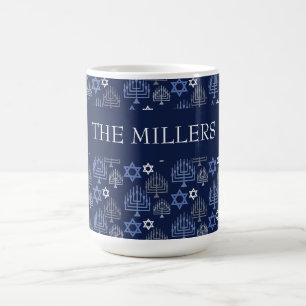 Mug Chandelier élégant de Hanukkah bleu motif de vacan
