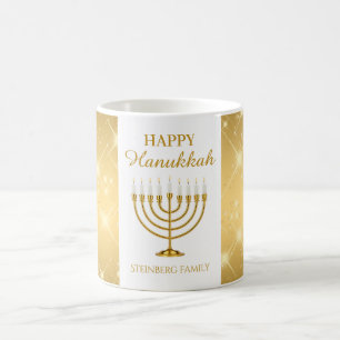 Mug Chandelier juif or et blanc Vacances juives Hanukk