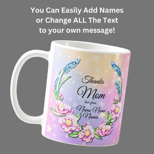 Mug Changement de nom Fête des mères Pink Pastel Fleur