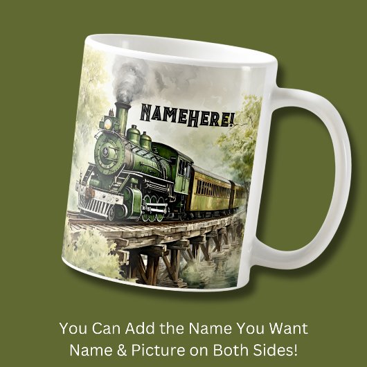 Mug Changement de nom - Moteur de train à vapeur verte