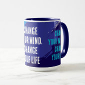 Mug Changer d'avis, Changer de vie (BLEU) (Devant droit)