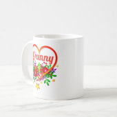 Mug Changer Grand-Mère Nom - Grand-Mère Coeur & Fleurs (Devant gauche)