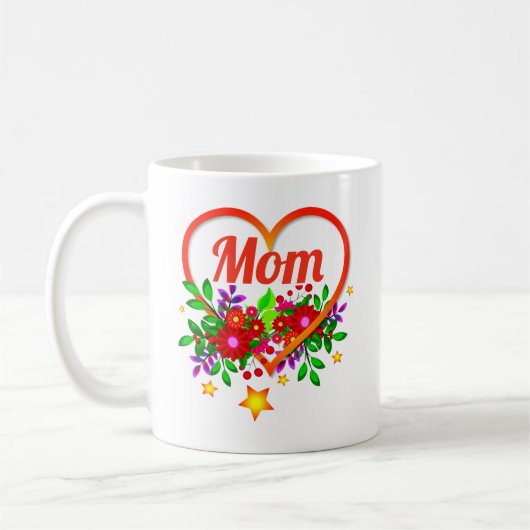 Mug Changer le nom de la mère - Maman - Coeur & Fleurs (Gauche)