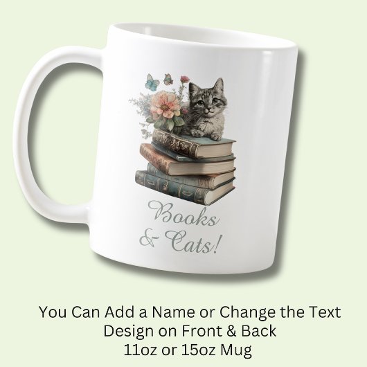 Mug Changer le texte, les livres et les chats, avec de