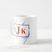 Mug Changer Monogramme initial Brown Bleu Bleu AVC I J (Devant gauche)