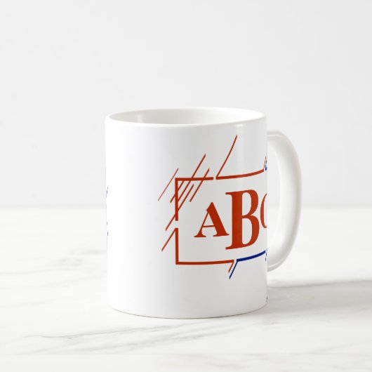 Mug Changer Monogramme initial Brown Bleu Traces A B C (Devant droit)