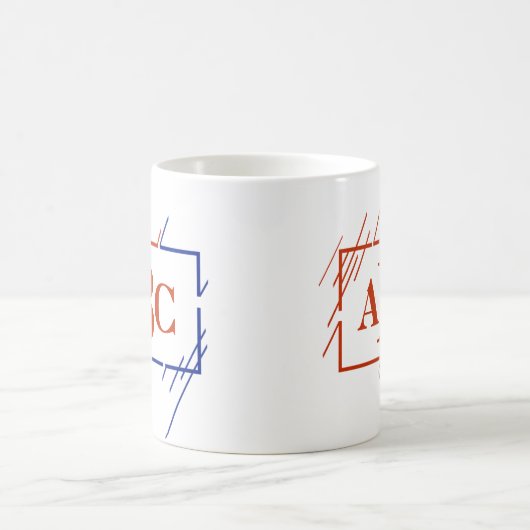 Mug Changer Monogramme initial Brown Bleu Traces A B C (Centre)