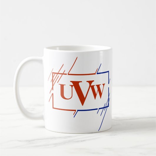 Mug Changer Monogramme initial Brown Bleu Traces U V W (Gauche)