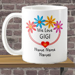 Mug Changer tous les noms Noms des enfants GIGI Flower<br><div class="desc">Modifier n'importe quel texte - Ajouter le nom de grand-mère que vous voulez - ajouter le nom des enfants - aussi peu ou autant que vous voulez - Voir mon magasin pour beaucoup plus de cadeaux pour et de grands-parents.</div>