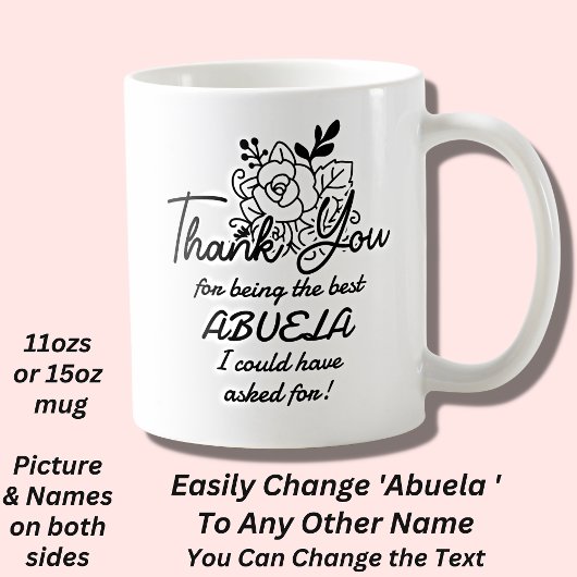 Mug Changez le nom de grand-mère - Abuela Merci Flower