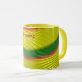 Mug CHANNING ~ Rouge Vert Jaune vif Fractal ~ (Devant droit)
