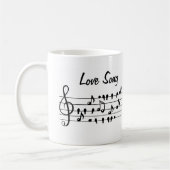 Mug Chant d'amour, oiseaux assis entre les notes music (Gauche)