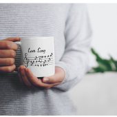 Mug Chant d'amour, oiseaux assis entre les notes music