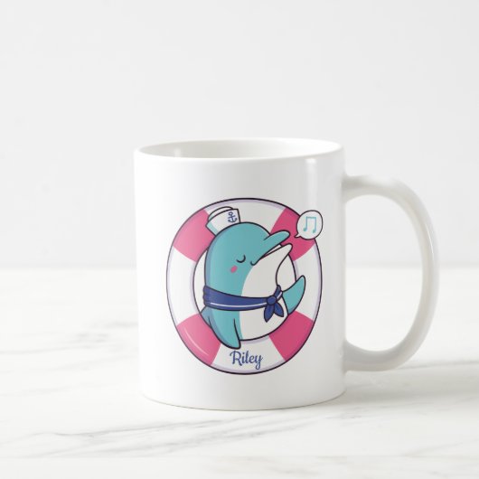 Mug Chant mignon marin Dolphin, Personnalisé (Droite)