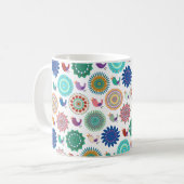Mug Chanter Bird et Mandala Cute Folk Art Motif (Devant gauche)