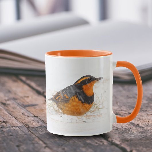 Mug Chanteur à grive variée le jour hivernal de neige