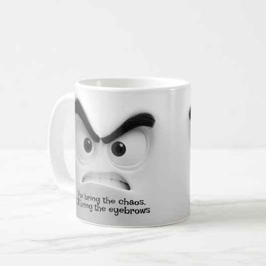 Mug Chaos & Eyebrows, Add Name Message Expressive Face (Devant gauche)