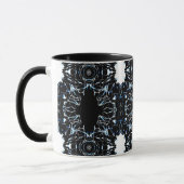 Mug Chaotic Abstract Blue on Black and White Fluid Art (Gauche)