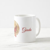 Mug Chapeau Crème Nom Ruban Rouge (Devant droit)