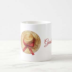 Mug Chapeau Crème Nom Ruban Rouge
