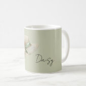 Mug Chapeau Crème Ruban Vert Fleurs de Pêche (Devant droit)