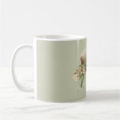 Mug Chapeau Crème Ruban Vert Fleurs de Pêche (Gauche)