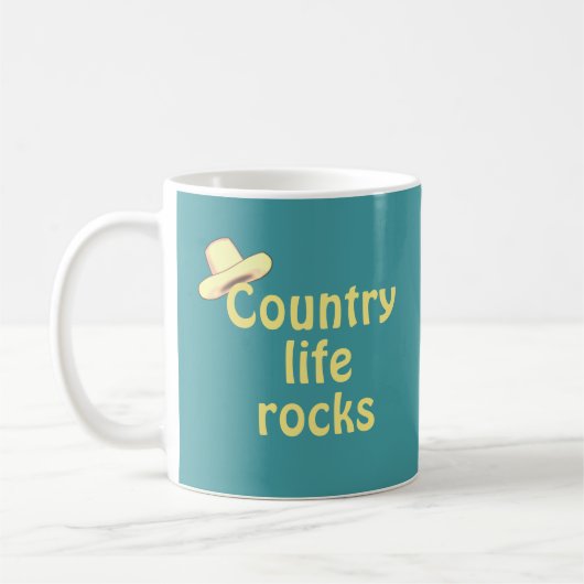 Mug Chapeau de campagne & Calligraphie sur sarcelle (Gauche)