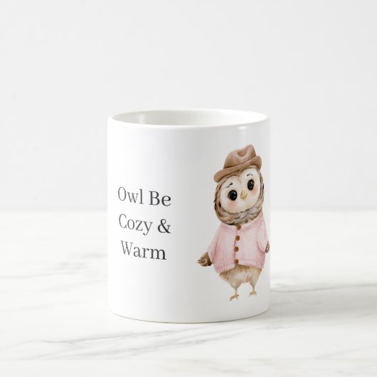Mug Chapeau de chouette Sweater rose Confortable & Cha (Centre)
