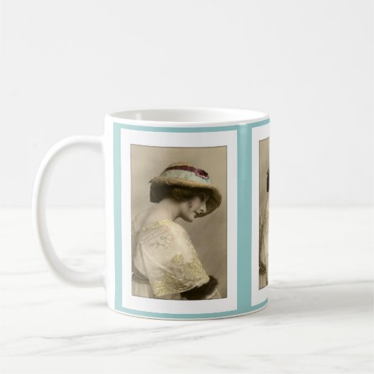 Mug chapeau de femme victorienne robe perlé (Gauche)