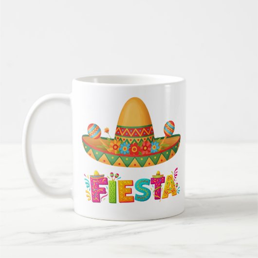 Mug Chapeau de Fiesta Vibrant & Lettres Décorées (Gauche)