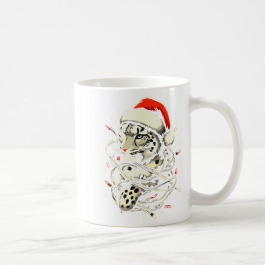 Mug Chapeau de Noël de Santa Léopard Lumières de Noël (Droite)