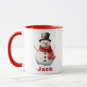 Mug Chapeau de Noël personnalisé Rouges Snowman