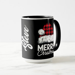 Mug Chapeau de Père Noël à carreaux de Buffalo avec no