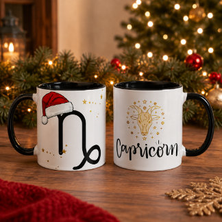 Mug Chapeau de Père Noël du Capricorne du zodiaque de