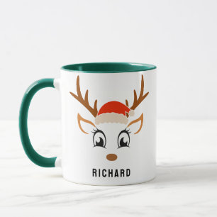 Mug Chapeau de Père Noël Garçon Renne Mignon Noël Vert