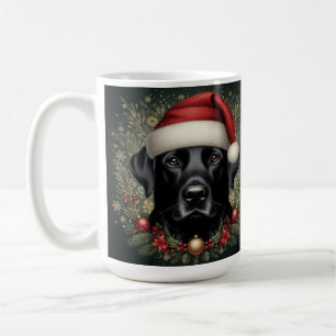 Mug Chapeau de Père Noël Labrador noir Art de chien de
