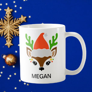 Mug Chapeau de Père Noël Visage de Renne Fêtes