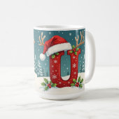 Mug Chapeau de Santa Monogramme initiale U joyeux Noël (Devant droit)