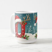 Mug Chapeau de Santa Monogramme initiale U joyeux Noël (Devant gauche)