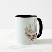 Mug Chapeau de sorcière blanche Boho et fleurs vertes (Devant droit)