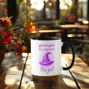 Mug Chapeau de sorcière violet personnalisable pour Ha