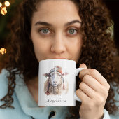Mug Chapeau d'hiver Mouton de Noël Texte personnalisé