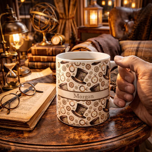 Mug Chapeau victorien personnalisé Steampunk et nom à
